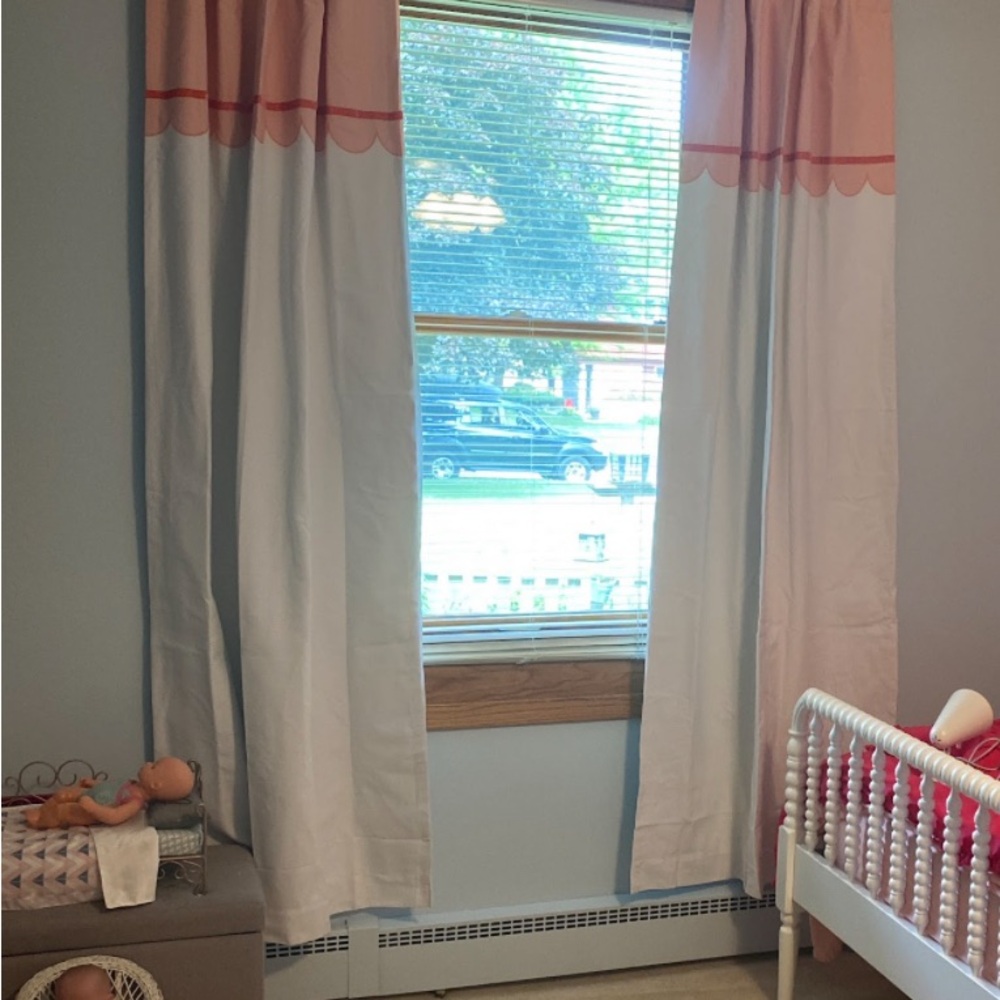 Pillowfort Pink and Cream Scalloped Curtains